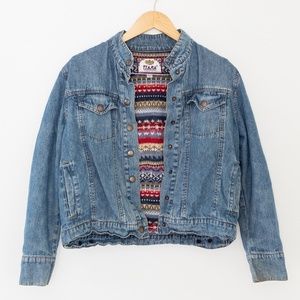 Vintage Denim Jacket Lined with Sweater Material Size Medium